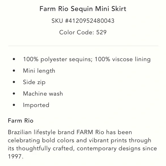 ✨ Farm Rio Sequin Mini Skirt Sz XL - Picture 7 of 7